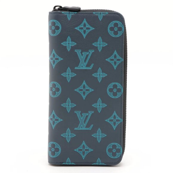 Louis Vuitton Monogram Shadow Zippy Vertical Wallet Navy River Blue - Picture 1 of 10